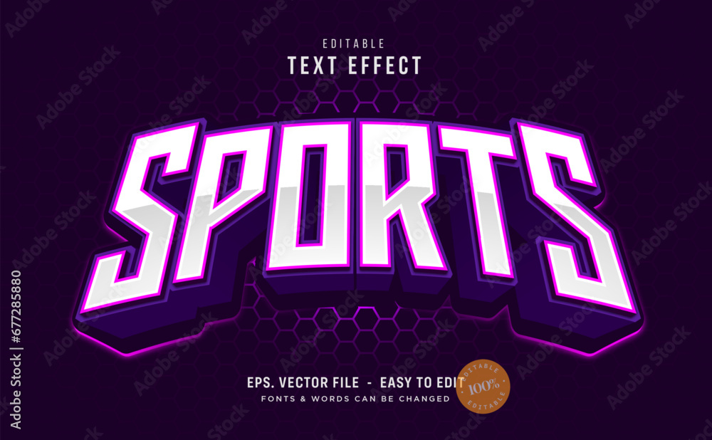 3D purple esport game text effect