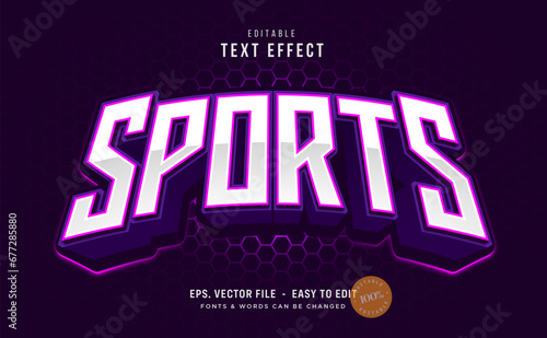 3D purple esport game text effect