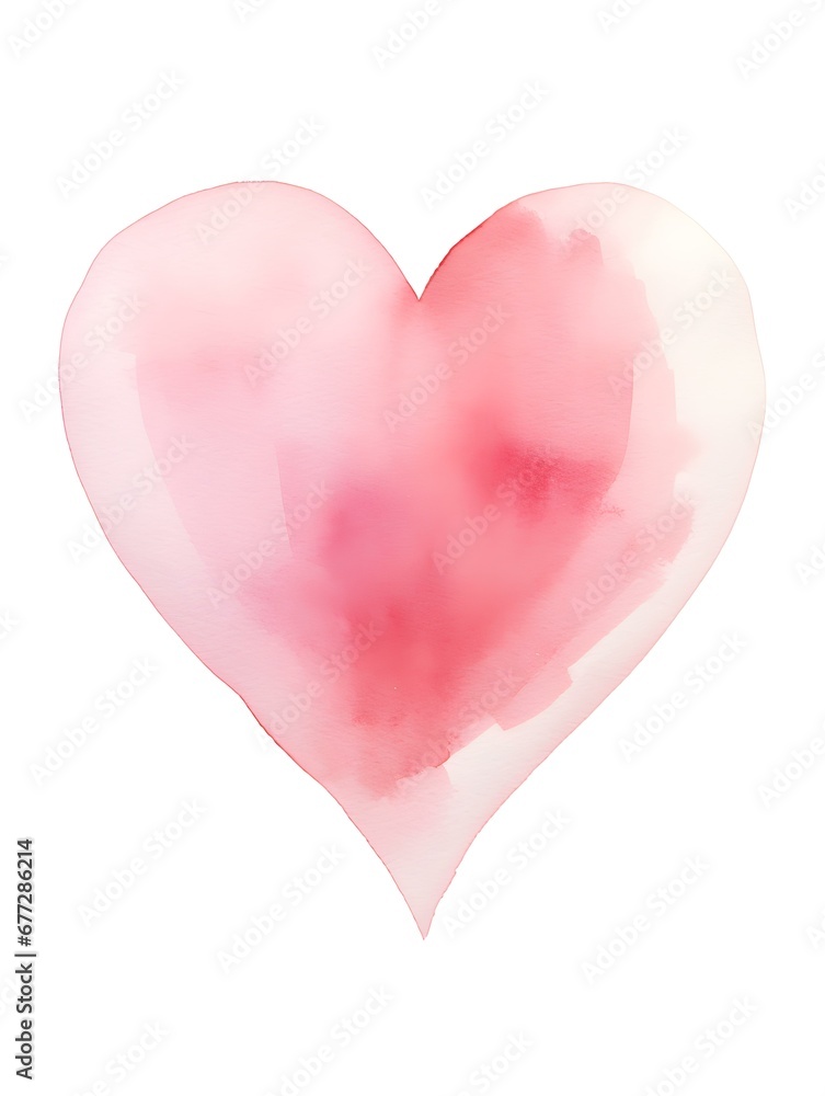 Drawing of a Heart in pink Watercolors on a white Background. Romantic Template with Copy Space Drawing of a Heart in pink Watercolors on a white Background. Romantic Template with Copy Space