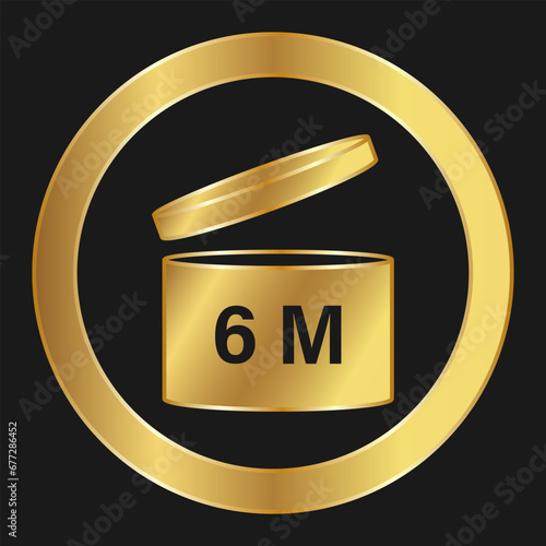 Expiration date after opening the package Simple gold icon on product packaging and box