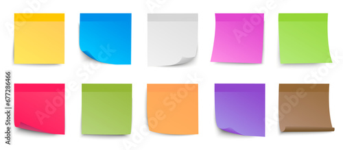 Set different sticky papers isolated, collection colored stick note, notes with shadow, colorful blank sticky post it notes - stock vector