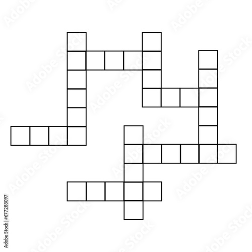 Empty crossword template. Kids quiz game. Vector design isolated on white background.