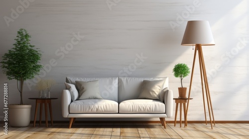 room interior mockup backdrop template beauty sofa on white plain wall daytime home interior design background concept
