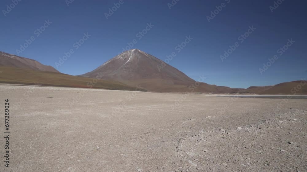 laguna verde and blanca in the arid landscape near volcano Licancabur in the high altitude of the Altiplano in the Andes mountains in the highlands of Bolivia. laguna verde and blanca in the arid landscape near volcano Licancabur in the high altitude of the Altiplano in the Andes mountains in the highlands of Bolivia.