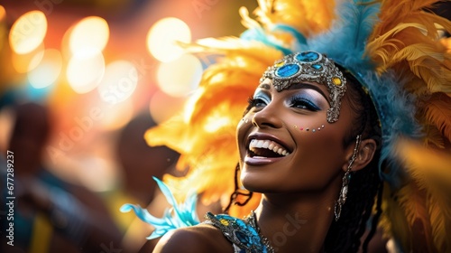 closeup of a brazilian samba dancer at the carneval photo