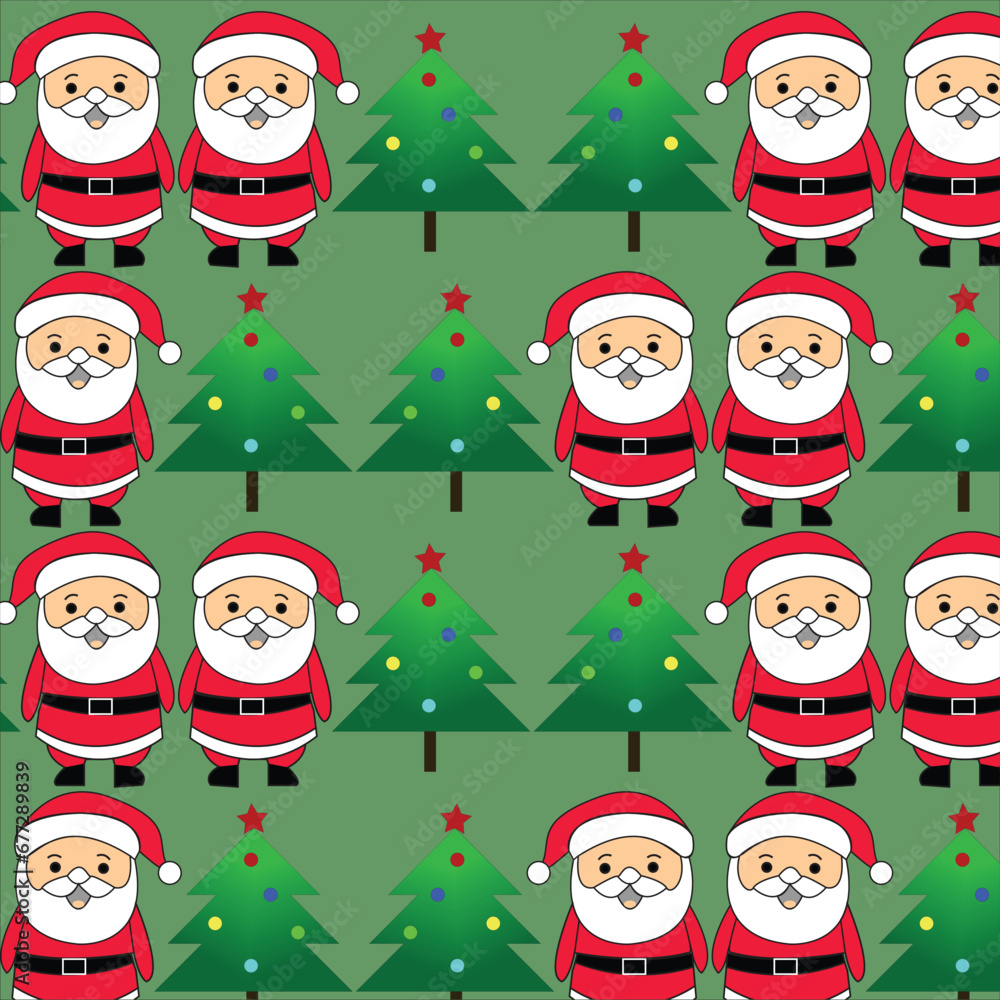 santa claus and christmas tree pattern