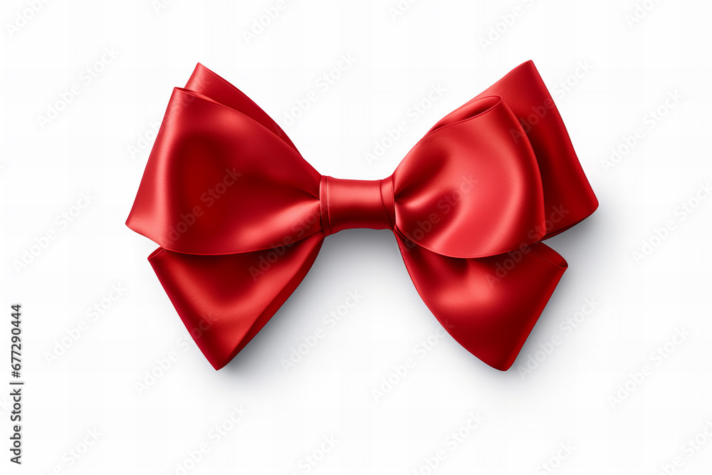 big red satin bow with a ribbon on a white background for Christmas big red satin bow with a ribbon on a white background for Christmas