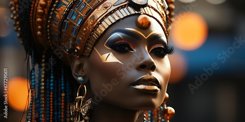 black woman with traditional african headdress 