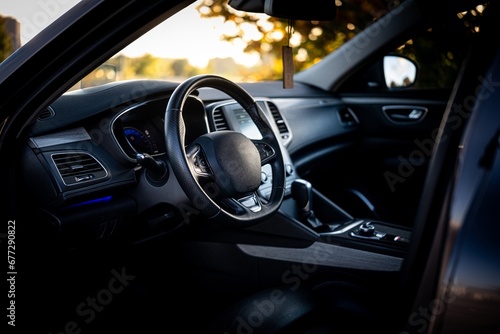 Close-up of the steering wheel in a modern car © P.W-PHOTO-FILMS