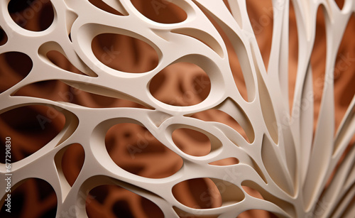Minimalist and light depiction of a biomimicry plant structure, emphasizing the interstitial and capillary patterns.