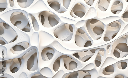 White pattern polymer carved structure, large scale abstract, monochromatic color schemes, biomimicry.