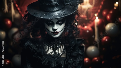 Gothic Carnival Queen with a Menacing Charm