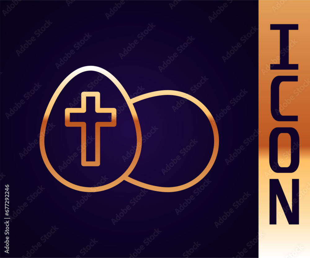 Obraz premium Gold line Easter egg icon isolated on black background. Happy Easter. Vector