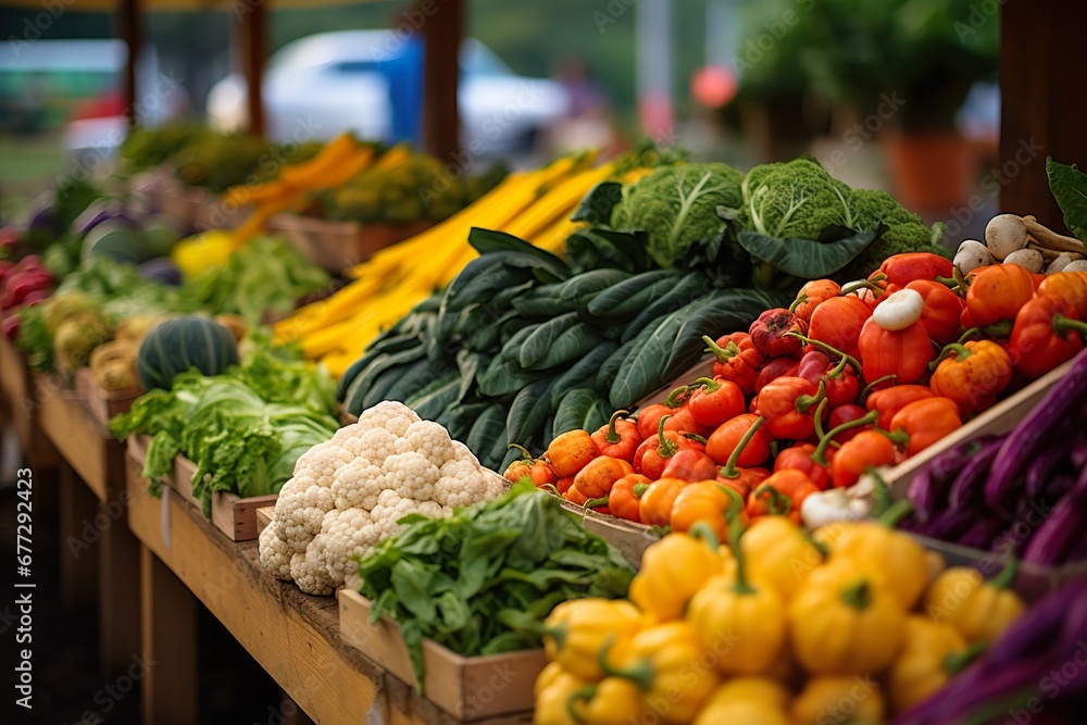 Colorful veggies at vibrant market