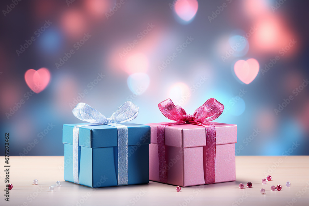 Gift box with hearts, holiday concept