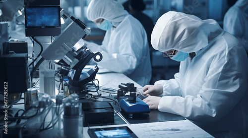 scientist working in laboratory with microscope