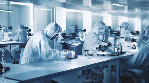 scientist working in laboratory with microscope