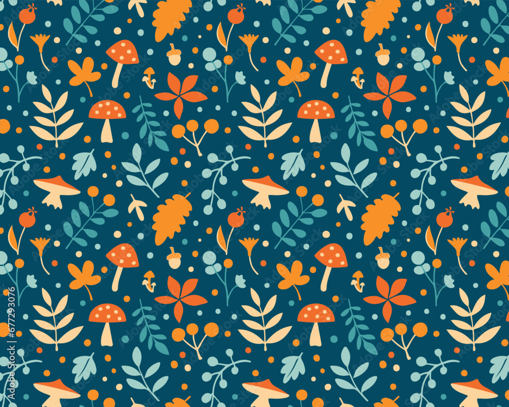 hand drawn flat fall pattern design on dark blue background for autumn season celebration hand drawn flat fall pattern design on dark blue background for autumn season celebration
