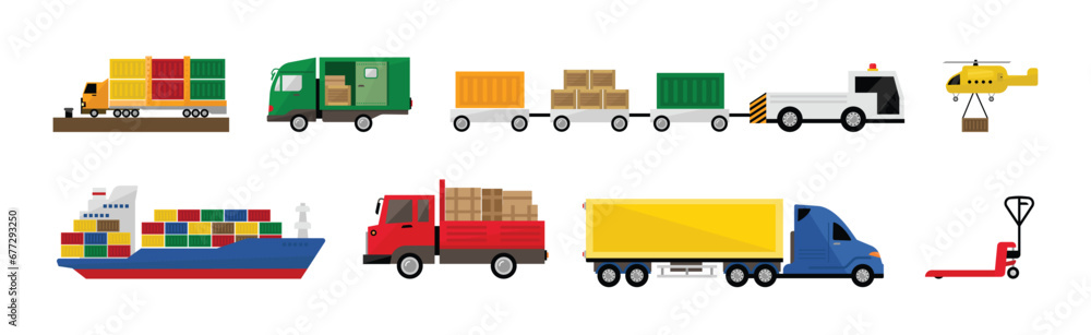 Warehouse Delivery and Logistics with Transport Vector Set. Warehouse Delivery and Logistics with Transport Vector Set.