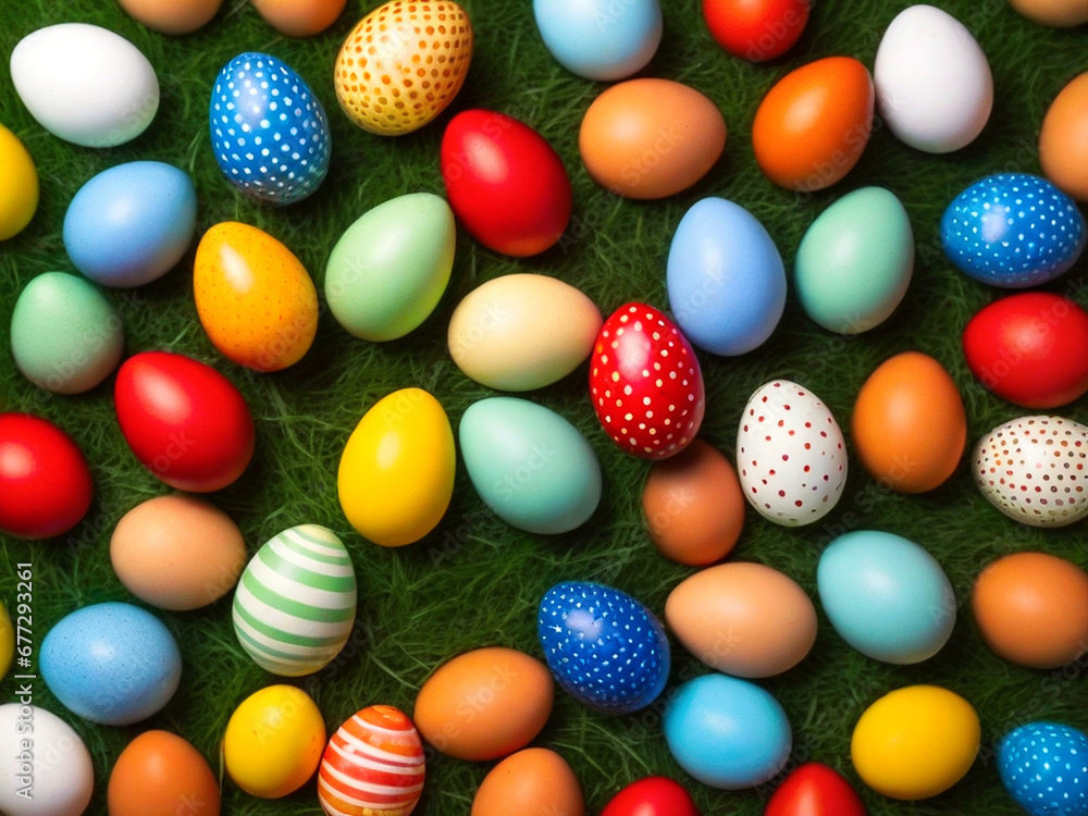 Easter colorful painted eggs on lawn green grass Spring nature festival. Easter colorful painted eggs on lawn green grass Spring nature festival.
