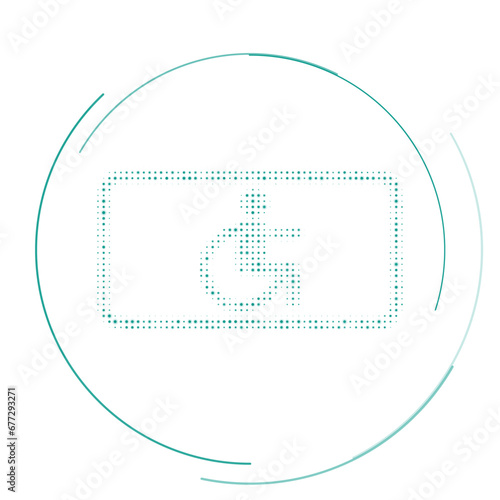 The disabled road symbol filled with teal dots. Pointillism style. Vector illustration on white background