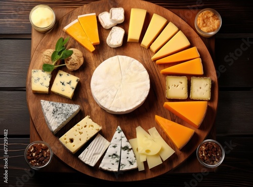 cheese selection on wooden board