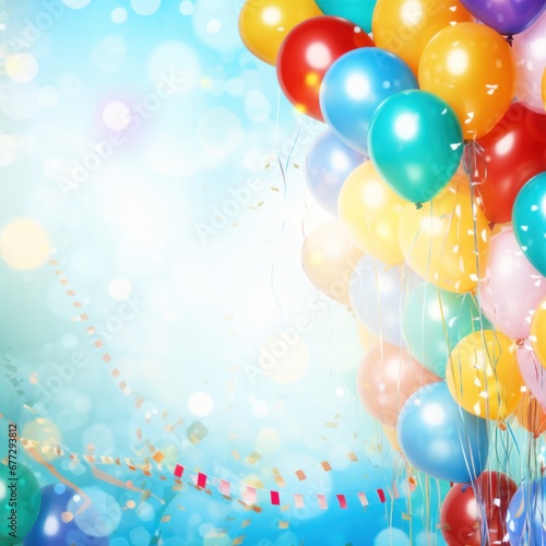 Birthday background with balloons large copyspace area