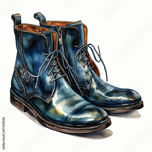 watercolor Chelsea Boot clipart, Generative Ai
