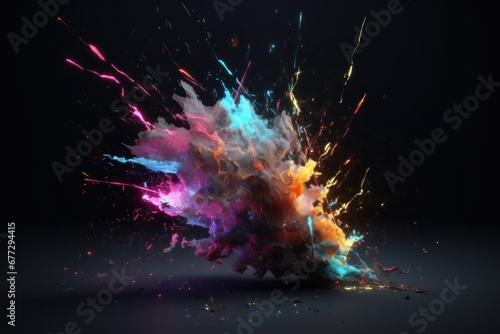 Colorful Burst of Vibrant Powder Against a Dark Canvas Generative AI