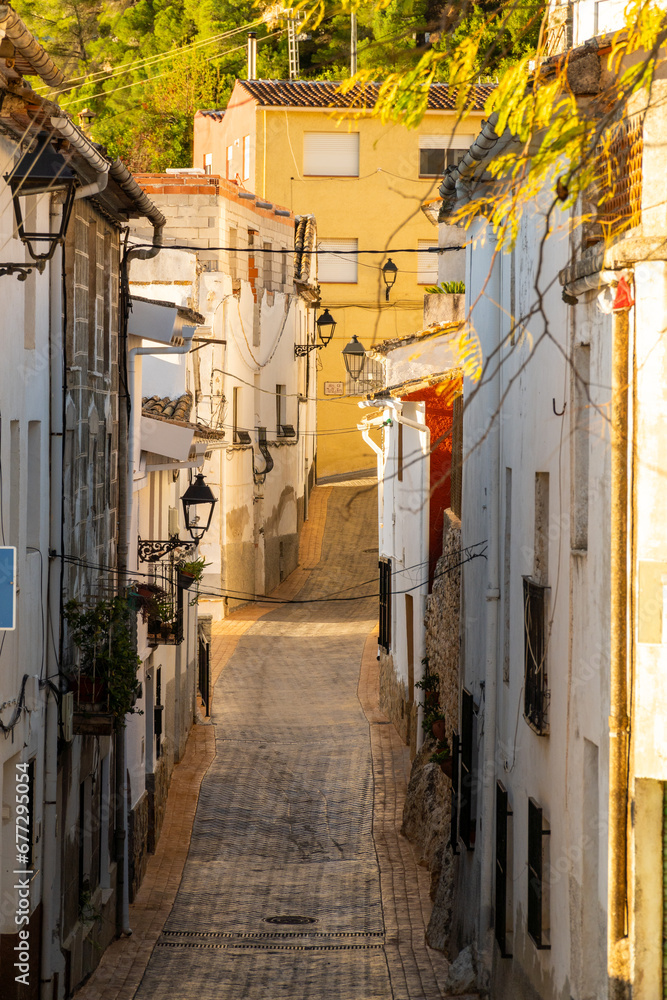 Beautiful alley in Abdet town, Alicante (Spain).