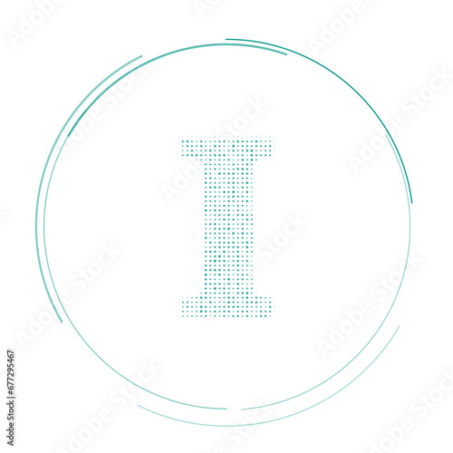 The capital letter I symbol filled with teal dots. Pointillism style. Vector illustration on white background