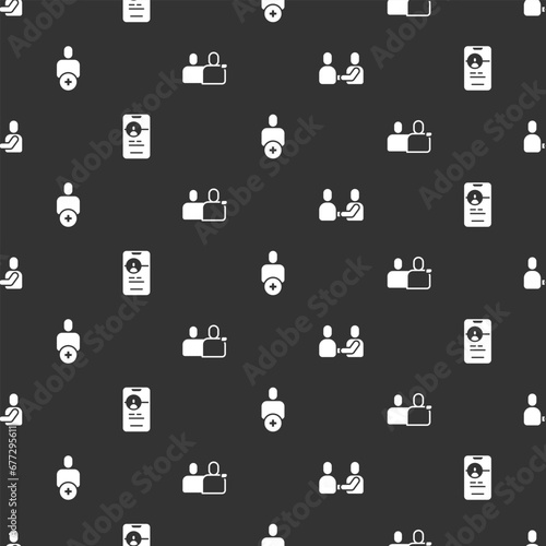 Set Happy friendship day, Dating online, Add to and BFF or best forever on seamless pattern. Vector