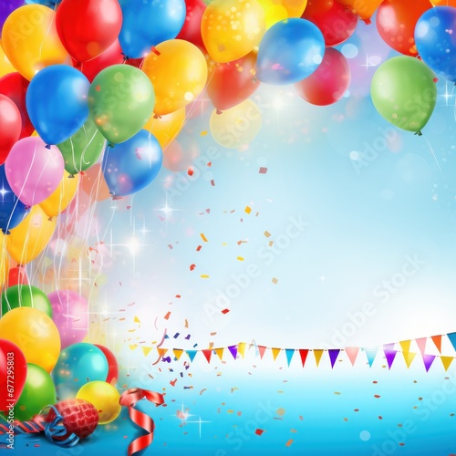Birthday background with balloons large copyspace area