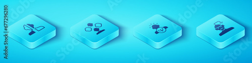Set Isometric Bipolar disorder, Schizophrenia, Concussion, headache and Psychology icon. Vector