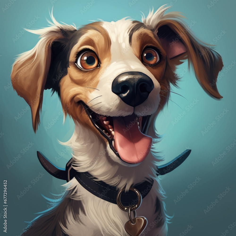 Happy cartoon dog with a big smile