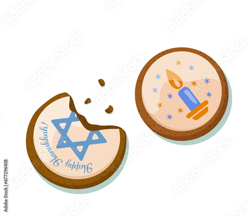 Hanukkah cookie on white background