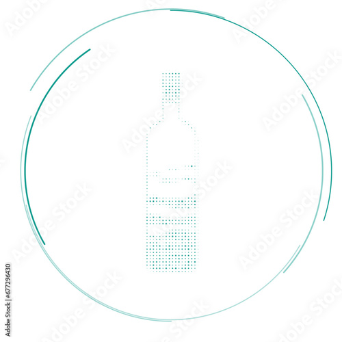 The the world in a bottle symbol filled with teal dots. Pointillism style. Vector illustration on white background