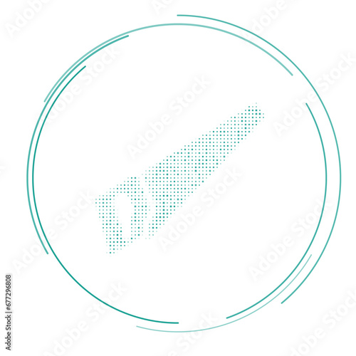 The hand saw symbol filled with teal dots. Pointillism style. Vector illustration on white background
