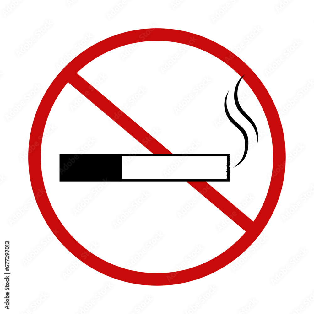 No smoking icon or ban in red style No smoking icon or ban in red style