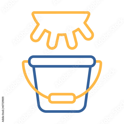 Cow udder and buckets. Fresh milk vector icon
