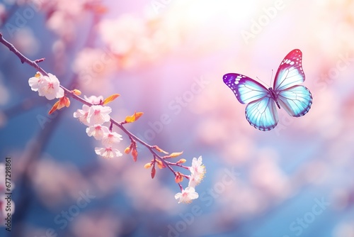 Serenity of Spring: Yellow Butterfly and Blooming Apricot Branch at Dawn © Kristian