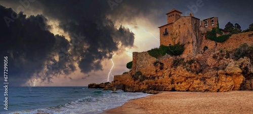 Altafulla - Castell de Tamarit (tempesta) - Tarragonès photo
