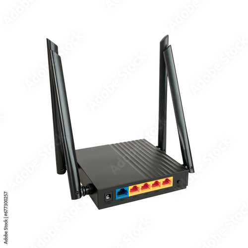 Wi-Fi router wireless Internet transmitter in the office and at home, isolated on white background