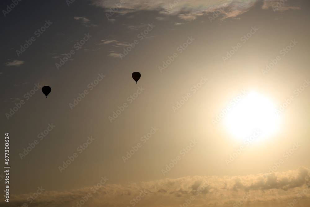 balloon ride in a sunset sky