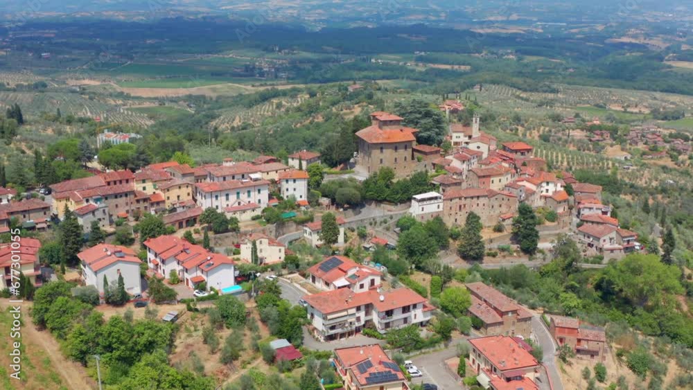 Small town in Tuscany Italy. Village on hilltop in Tuscan Italian landscape Small town in Tuscany Italy. Village on hilltop in Tuscan Italian landscape