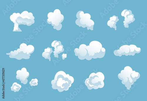 Smoke cloud cartoon dust comic steam effect isolated set collection. Vector isolated graphic design illustration