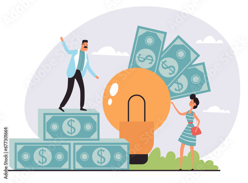 Business money idea success strategy management innovation concept. Vector flat graphic design illustration
