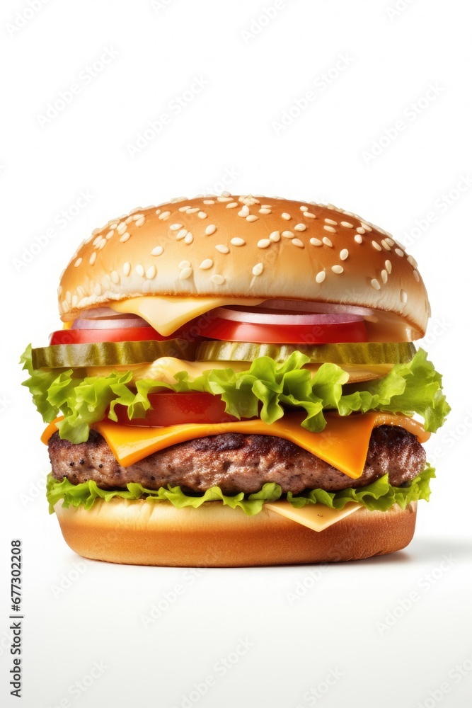 Burger's close-up isolated against a white background Burger's close-up isolated against a white background