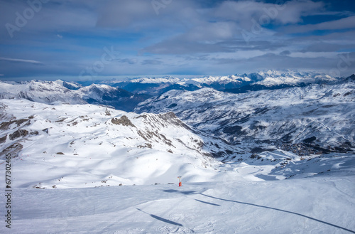 Ski slopes and mountains of Les Menuires in the french alps © daboost