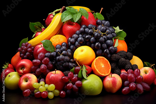 background of various bright juicy ripe fruits